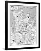 Map of Central Sydney, New South Wales, Australia, C1924-null-Framed Giclee Print