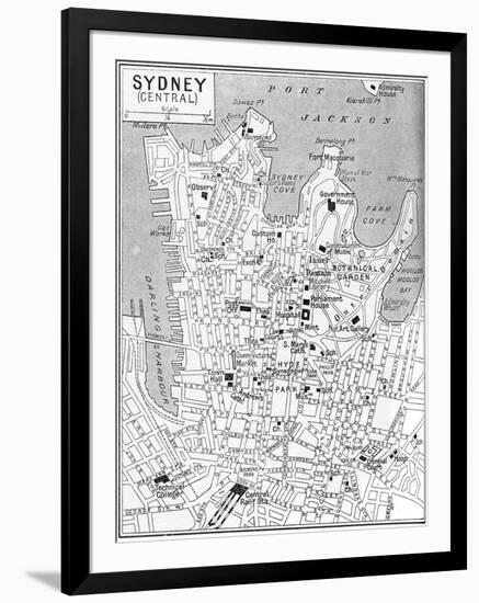 Map of Central Sydney, New South Wales, Australia, C1924-null-Framed Giclee Print