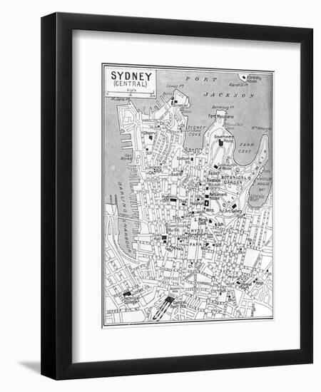 Map of Central Sydney, New South Wales, Australia, C1924-null-Framed Giclee Print