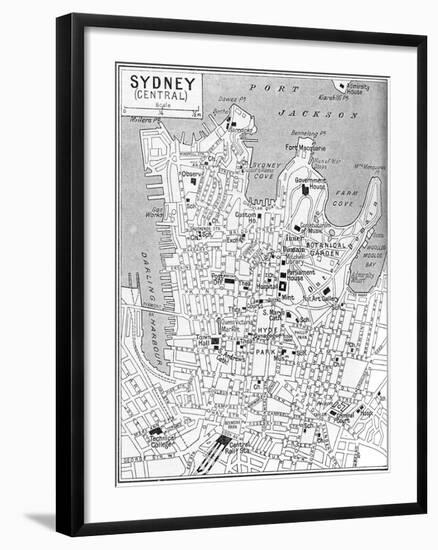 Map of Central Sydney, New South Wales, Australia, C1924-null-Framed Giclee Print