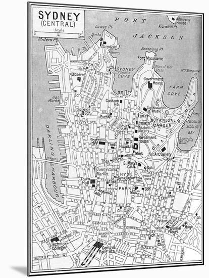 Map of Central Sydney, New South Wales, Australia, C1924-null-Mounted Giclee Print
