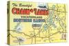 Map of Chain O'Lakes, Illinois-null-Stretched Canvas