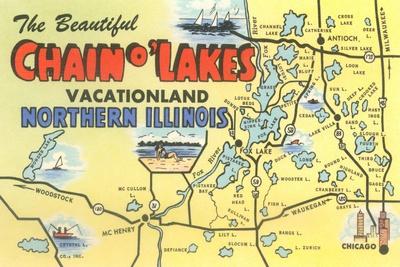 Chain O Lakes Illinois Map Map Of Chain O'lakes, Illinois' Prints | Allposters.com