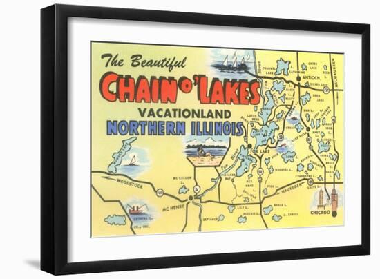 Map of Chain O'Lakes, Illinois-null-Framed Art Print