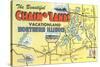 Map of Chain O'Lakes, Illinois-null-Stretched Canvas
