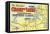 Map of Chain O'Lakes, Illinois-null-Framed Stretched Canvas