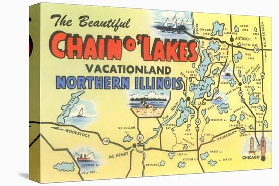 Map of Chain O'Lakes, Illinois-null-Stretched Canvas