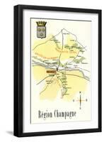 Map of Champagne Region of France-null-Framed Art Print