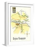 Map of Champagne Region of France-null-Framed Art Print