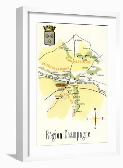 Map of Champagne Region of France-null-Framed Art Print