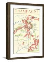 Map of Champagne Wine Country-null-Framed Art Print