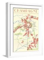 Map of Champagne Wine Country-null-Framed Art Print