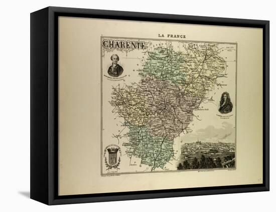 Map of Charente 1896 France-null-Framed Stretched Canvas