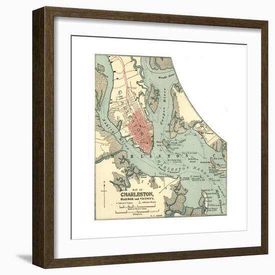 Map of Charleston (C. 1900), Maps-Encyclopaedia Britannica-Framed Giclee Print