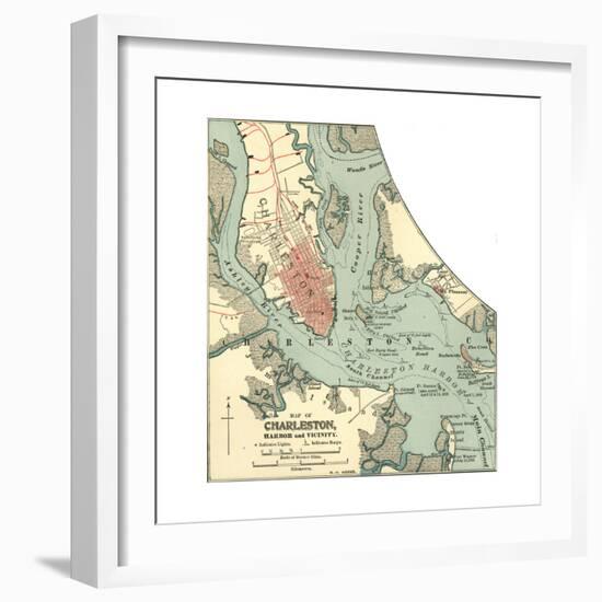 Map of Charleston (C. 1900), Maps-Encyclopaedia Britannica-Framed Giclee Print