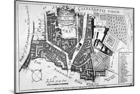 Map of Charterhouse and Cow Cross Showing Adjoining Parishes and Wards, London, 1755-null-Mounted Giclee Print