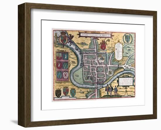 Map of Chester from Civitates Orbis Terrarum-null-Framed Giclee Print