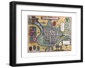 Map of Chester from Civitates Orbis Terrarum-null-Framed Giclee Print