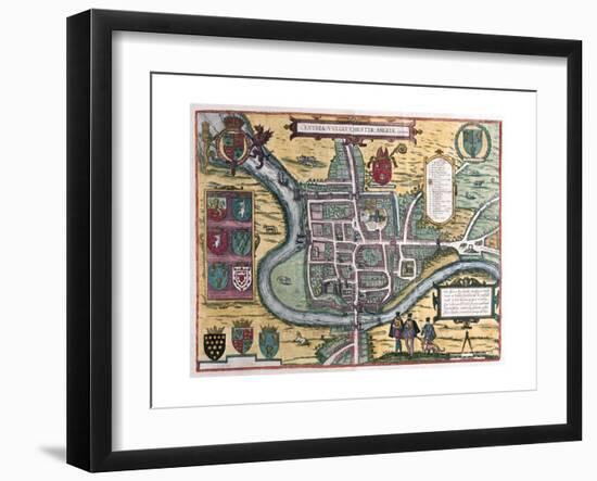 Map of Chester from Civitates Orbis Terrarum-null-Framed Giclee Print