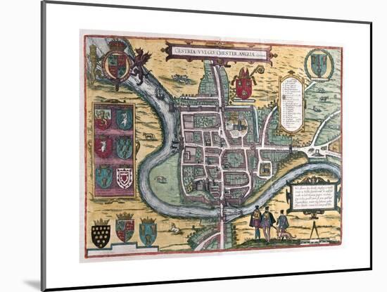 Map of Chester from Civitates Orbis Terrarum-null-Mounted Giclee Print