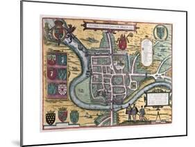 Map of Chester from Civitates Orbis Terrarum-null-Mounted Giclee Print