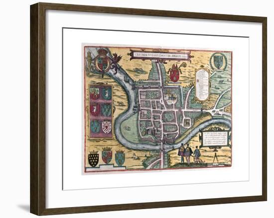 Map of Chester from Civitates Orbis Terrarum-null-Framed Giclee Print