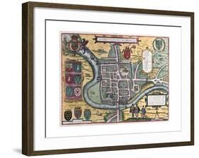 Map of Chester from Civitates Orbis Terrarum-null-Framed Giclee Print