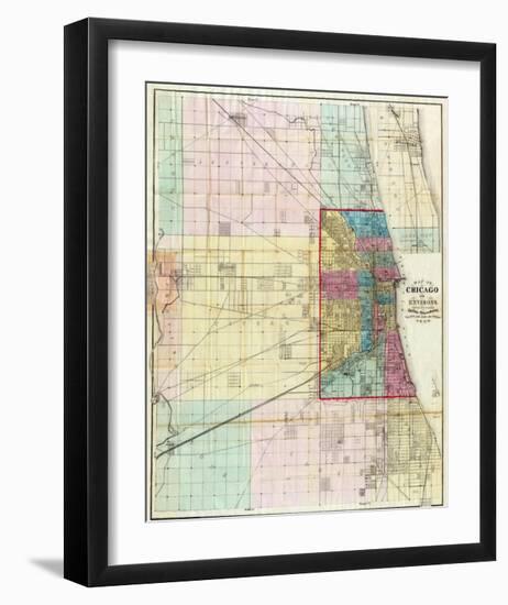 Map of Chicago and Environs, c.1869-Rufus Blanchard-Framed Art Print