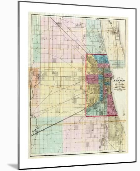 Map of Chicago and Environs, c.1869-Rufus Blanchard-Mounted Art Print