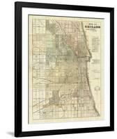 Map of Chicago, c.1857-Rufus Blanchard-Framed Art Print