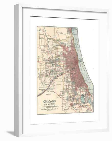 Map of Chicago (C. 1900), Maps-Encyclopaedia Britannica-Framed Giclee Print