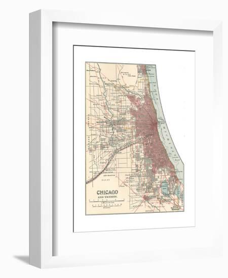 Map of Chicago (C. 1900), Maps-Encyclopaedia Britannica-Framed Giclee Print