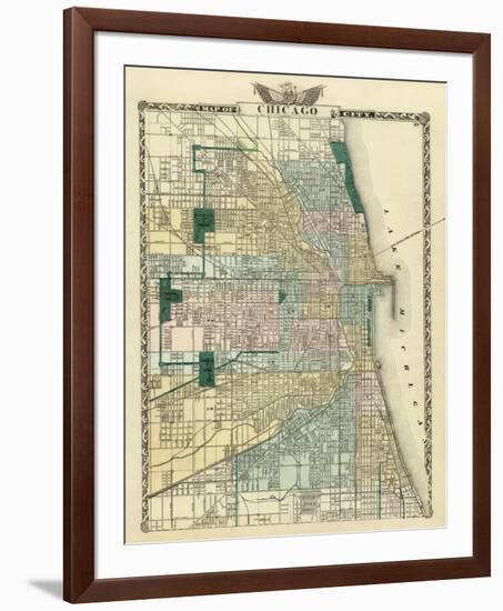 Map of Chicago City, c.1876-Warner & Beers-Framed Art Print