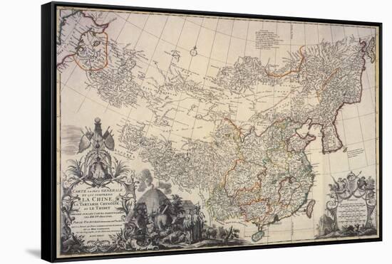 Map of China, 1734-Science Source-Framed Stretched Canvas