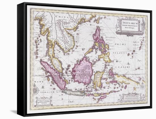 Map of China and Indonesia, C.1710-Schenk and Valk-Framed Stretched Canvas