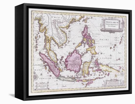 Map of China and Indonesia, C.1710-Schenk and Valk-Framed Stretched Canvas