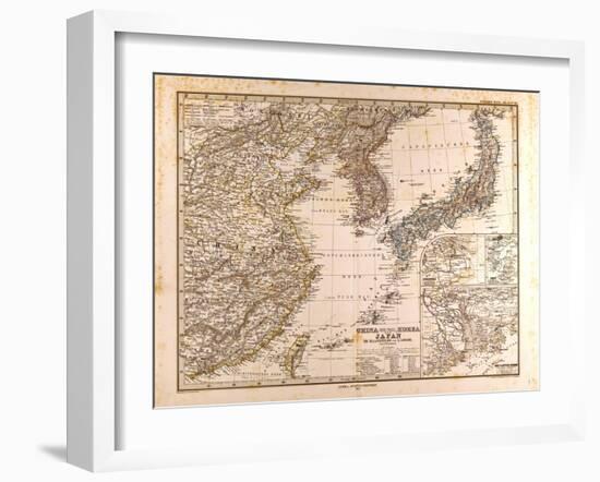 Map of China, Korea and Japan, 1872-null-Framed Giclee Print