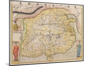 Map of China with Inset Portraits of Matteo Ricci and Two Chinese Costumed Figures, circa 1625-26-Samuel Purchas-Mounted Giclee Print