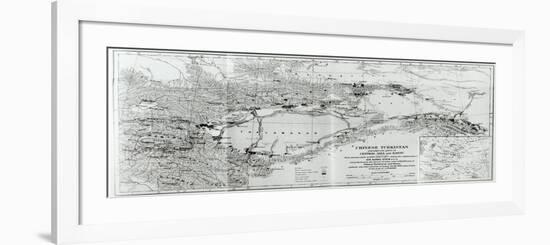 Map of Chinese Turkestan, from 'On Ancient Central-Asian Tracks' by Stein, Published 1933-Sir Aurel Stein-Framed Giclee Print