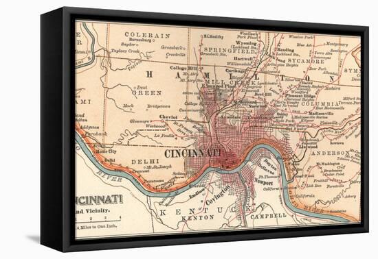 Map of Cincinnati, Ohio (C. 1900), Maps-Encyclopaedia Britannica-Framed Stretched Canvas