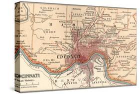 Map of Cincinnati, Ohio (C. 1900), Maps-Encyclopaedia Britannica-Stretched Canvas