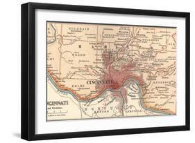 Map of Cincinnati, Ohio (C. 1900), Maps-Encyclopaedia Britannica-Framed Art Print