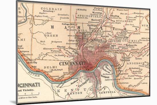 Map of Cincinnati, Ohio (C. 1900), Maps-Encyclopaedia Britannica-Mounted Art Print