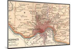 Map of Cincinnati, Ohio (C. 1900), Maps-Encyclopaedia Britannica-Mounted Art Print