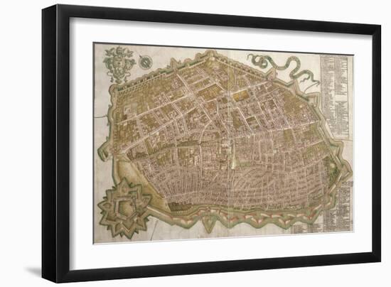 Map of City of Ferrara-Andrea Bolzoni-Framed Giclee Print