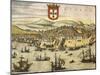 Map of City of Lisbon, from Civitates Orbis Terrarum by Georg Braun and Franz Hogenberg-null-Mounted Giclee Print