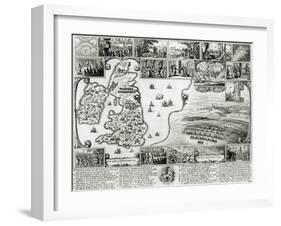 Map of Civil War England and a View of Prague, 1632-Wenceslaus Hollar-Framed Giclee Print