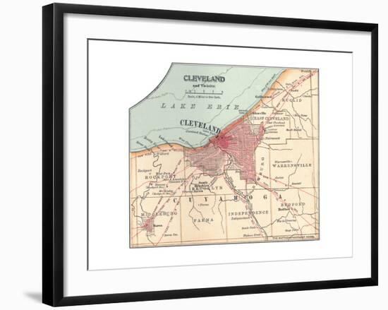 Map of Cleveland (C. 1900), from the 10th Edition of Encyclopaedia Britannica, Maps-Encyclopaedia Britannica-Framed Giclee Print