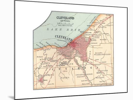 Map of Cleveland (C. 1900), from the 10th Edition of Encyclopaedia Britannica, Maps-Encyclopaedia Britannica-Mounted Giclee Print