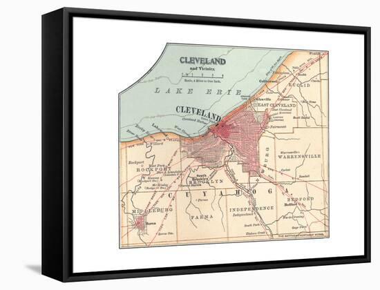 Map of Cleveland (C. 1900), from the 10th Edition of Encyclopaedia Britannica, Maps-Encyclopaedia Britannica-Framed Stretched Canvas